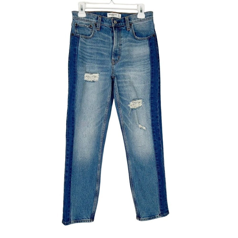 Abercrombie Fitch Mom High Rise Jeans Womens Size 27 Ankle Two Tone